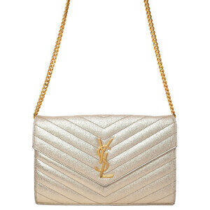 Saint Laurent Cassandre Envelope Chain Bag metallic matelasse chevron